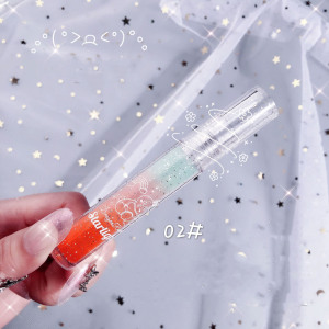 Mirror Lip Glaze Glass Water Three-color Gradient Juice Lip Oil Transparent Star Lip Gloss Water Film