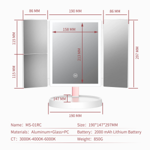 MS-01RC Factory Wholesale Usb Rechargeable Led Makeup Mirror With Light