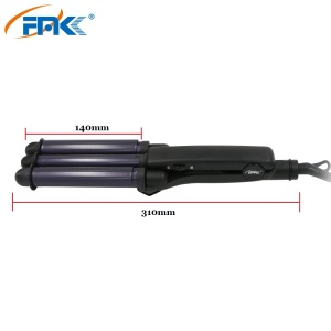 Private label  Professional hair styling tools 3 Barrels Triple Tourmaline Ceramic Hair Curler Hair Waver Curling Iron