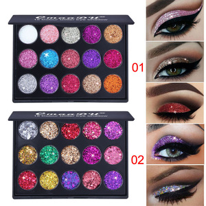 Wholesale OEM glitter 15 color eyeshadow palette for eye beauty