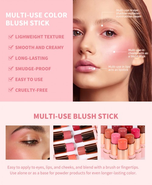 Blush is mostly used as blush cream or customized blush sticks