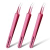 Blackhead Removal Tweezer Acne Blemish Stainless Steel Blemish Extractor Tool Acne Whitehead Pimple Bend Curved Tweezer (Pink)