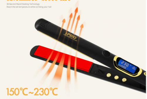 New hair straightener customized for hair salons, PTC titanium panel hair straightening clip for hair styling