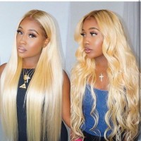 Human hair wig Brazilian hair lace front wig #4/613 ombre color wig straight natural hairline and baby hair