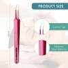 Blackhead Removal Tweezer Acne Blemish Stainless Steel Blemish Extractor Tool Acne Whitehead Pimple Bend Curved Tweezer (Pink)