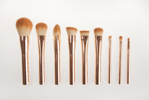 High Quality Custom Aluminum Handle 9pcs Brush Set – Rose Gold
