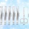 6 Pcs Stainless Steel Tweezers Set Eyebrows Tweezers Plucker Ingrown Hairs Nose Hair Trimming Tweezers Tip and Pointed