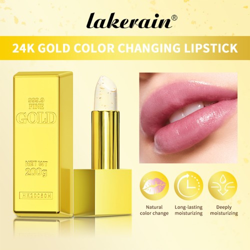 Lakerain Gold Foil Color Changing Mineral Lip Balm Wholesale Moisturizing Hydrating Lip Care Private Label Custom Logo Low MOQ