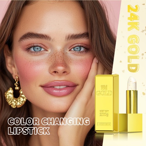 Lakerain Gold Foil Color Changing Mineral Lip Balm Wholesale Moisturizing Hydrating Lip Care Private Label Custom Logo Low MOQ
