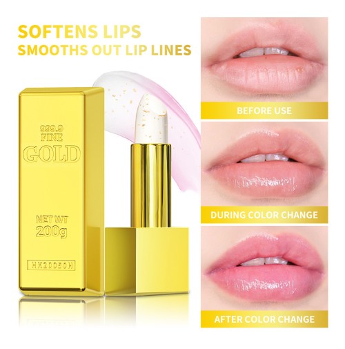 Lakerain Gold Foil Color Changing Mineral Lip Balm Wholesale Moisturizing Hydrating Lip Care Private Label Custom Logo Low MOQ
