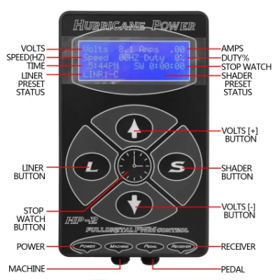 China Tattoo Supplies Upgrade Digital LCD Screen Display HP-2 Tattoo Power Supply for Tattoo Machine Equipment Kit