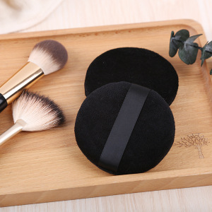 Custom Logo Black color Makeup Powder puff Soft Talc Cotton Cosmetic Puff for Baby Loose Powder