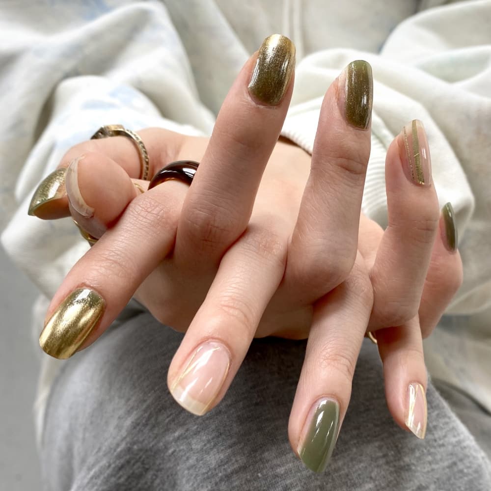 KEEPU CUSTOM NAIL STRIP OLIVINE MIRROR POWDER