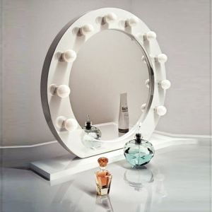 New Arrival Round Desktop Hollywood Lighted Mirror Table Make Up Led Mirror With 10 Bulbs