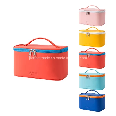 Portable Travel Cosmetic Bag Waterproof Toiletries Organizer PU Leather Brush Storage Pouch for Women