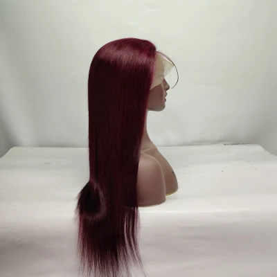 Recommend Factory Wholesale 100% Raw Human Hair 99j Straight 13X4 Transparent HD Lace Front Wigs