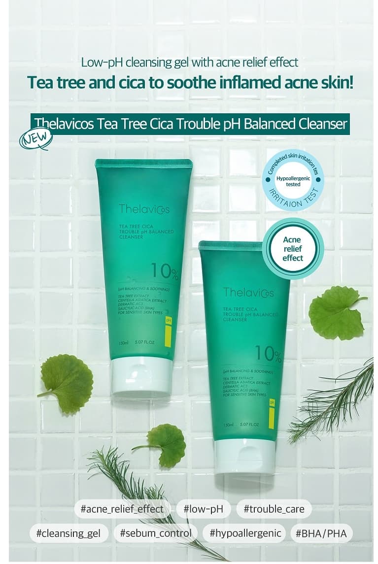 VEGAN Skin Care Tea Tree Cica Cleanser – pH-Balanced Trouble &amp; Sebum Care