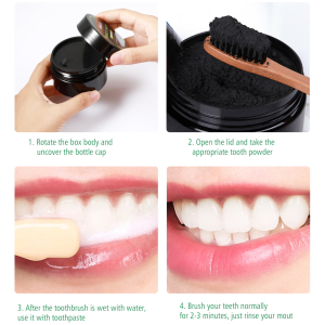 Wholesale Activated Bamboo Charcoal 30g Teeth Whitening Powder Dental Plaque Remover Brush Teeth Black Powder Cleaning Dientes
