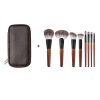 Professional 8 Pieces Retro Wooden Cosmetic Brushes Kit with Portable Pouch Ultra Soft Synthetic Bristles Face & Eye Makeup Brush Set