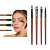 Professional 8 Pieces Retro Wooden Cosmetic Brushes Kit with Portable Pouch Ultra Soft Synthetic Bristles Face & Eye Makeup Brush Set
