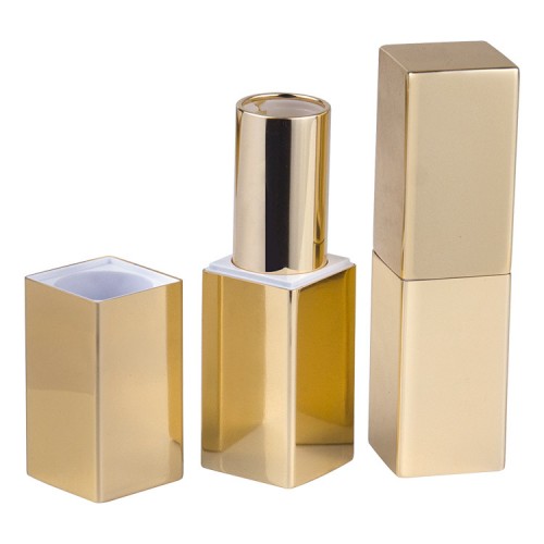 5.2ML Pocket Square Design Gold Color Oxidizing Aluminum Alloy Lipstick Tube With Heavy Magnetic Cover