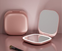 Modern Fashion Handheld Folding Round Small Practical Portable LED Makeup Mirror