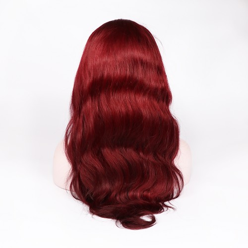 In stock 10"-24" 130% ombre red human hair wigs T1B-Red Brazilian remy hair lace front wigs dark root