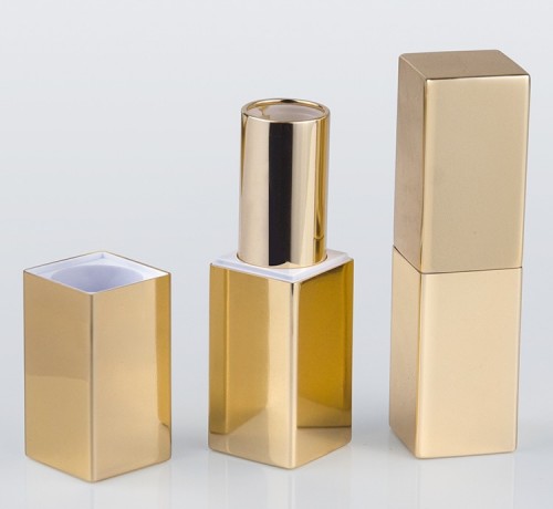 5.2ML Pocket Square Design Gold Color Oxidizing Aluminum Alloy Lipstick Tube With Heavy Magnetic Cover