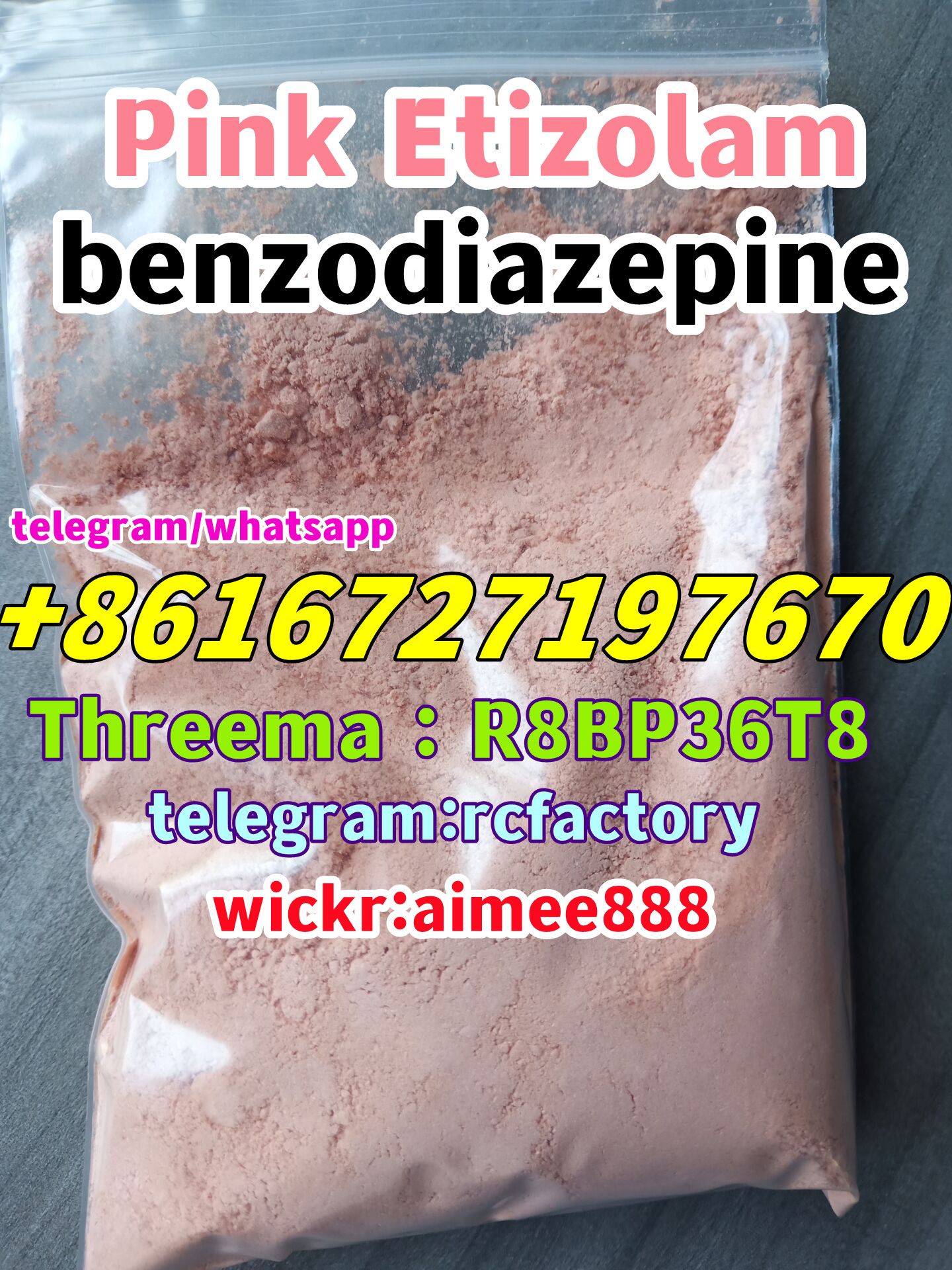 high purity benzos flubromazolam bromazolam nitrazolam pink etizolam wickr aimee888