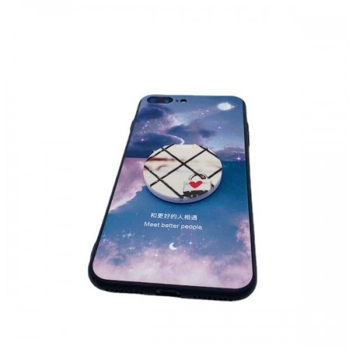 Round Double-sided Makeup Mirror Phone Holder Folding Stand