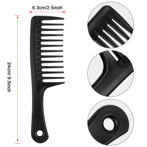 custom logo large tooth comb detangle comb plastic curly hair comb