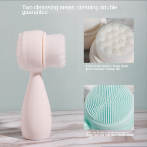 Manual facial cleansing brush with soft hair Silicone facial cleansing brush with ABS handle