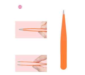 Manufacturer Private Label Eyelash Stainless Steel Slant Tip Eyebrow Extension Mini Tweezers Travel Sets