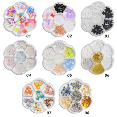 Nail Jewelry Wholesale Flower Bow Aurora Patch Bear Rhinestone Pearl Mixed Nail Decoration Drill Sequins