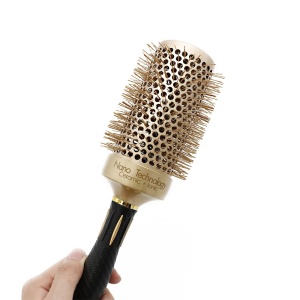 New Design Gold Salon Nylon Bristle Roller Hair Brush Pointed Tail Handle Styling Round Ceramic Hair Brush