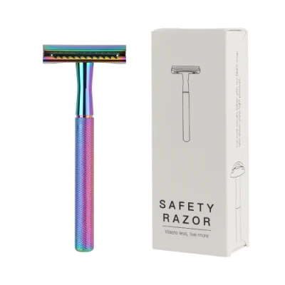 New Rainbow Color Customized Packaging Brass Handle Classic Design Metal Shaver Wet Shaver Safety Razor