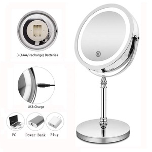 Rechargeable Stainless Steel LED Makeup Mirror With Dimmable Lights