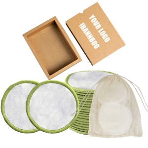 Reusable 12 Pack Bamboo Cotton Makeup Remover Pads with Bamboo box