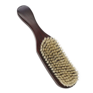 Solid Wood Mustache Grooming Brush 100% Natural Bristle Beard Brush Barber Curve Brush