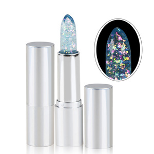 Top Quality Long Lasting Lead Transparent Jelly Temperature Changing Color Glitter Lipstick with Led Light