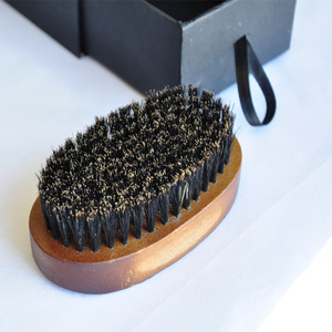 Wholesale custom natural wooden beard brush and comb set 100% boar bristles shaving brushes for men