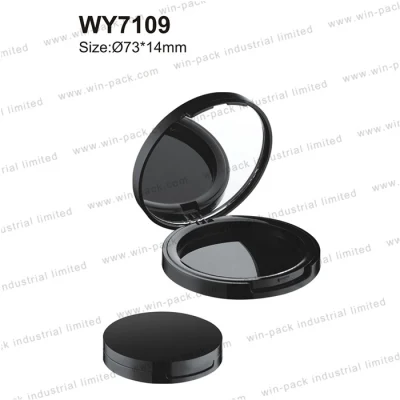 Winpack Empty Black Color Round Compact Powder Case for Makeup Cosmetic Packing