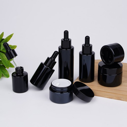 black glass cream jar serum glass dropper bottle lotion pump bottle cosmetic bottle container