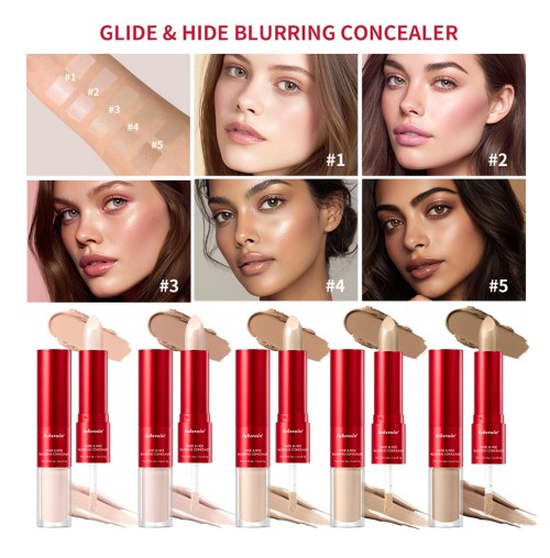 Double-ended Highlight Shadow Concealer Stick12HR Full Coverage Matte Stick for Under Eye Dark Circles &Facial Contour