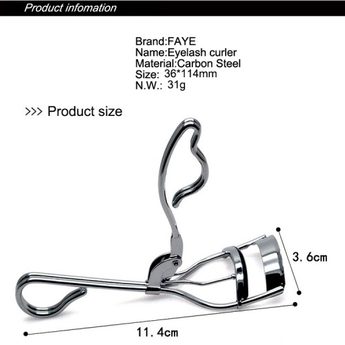 High quality double line silver ergonomic eyelash curler