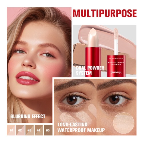 Double-ended Highlight Shadow Concealer Stick12HR Full Coverage Matte Stick for Under Eye Dark Circles &Facial Contour