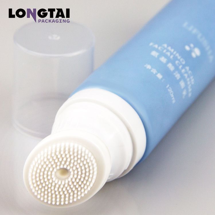 100ml 120ml 150ml cosmetic facial cleanser tube with silicone message brush