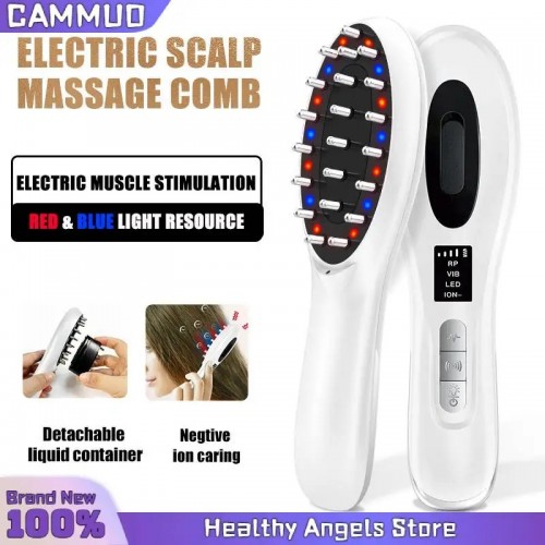 EMS Electric Massage Comb Vibration LED Red Light Therapy Scalp Brush Hair Growth Anti-Hair Loss Hair Care Device