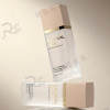 30ml Square Frosted Glass Foundation & Essence Bottle with Beige Cap and Gold Decorative Ring