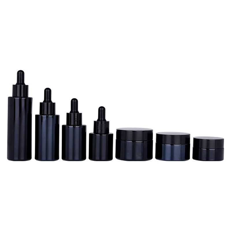 black glass cream jar serum glass dropper bottle lotion pump bottle cosmetic bottle container